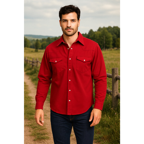 Marlboro Red Star Cotton Long Sleeve Pearl Snap Shirt 90s Western Medium Vintage - Picture 1 of 3